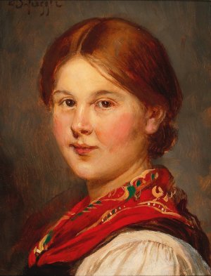 Tyrolean Girl by Franz Von Defregger Oil Painting