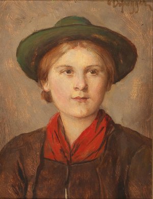 Young Girl by Franz Von Defregger Oil Painting