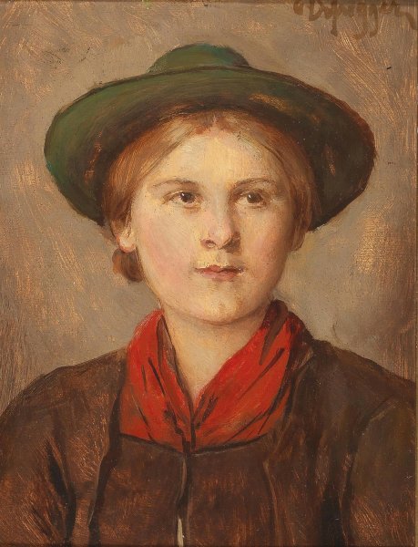 Young Girl by Franz Von Defregger - Hand-Painted Oil Painting Reproduction