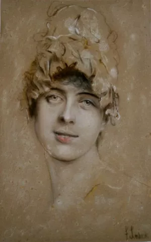Bildnis einer Jungen Frau by Franz Von Lenbach Oil Painting