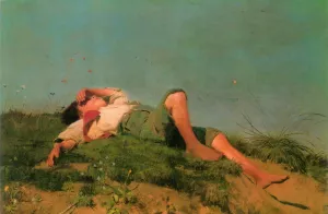 Ein Hirtenknabe Oil painting by Franz Von Lenbach