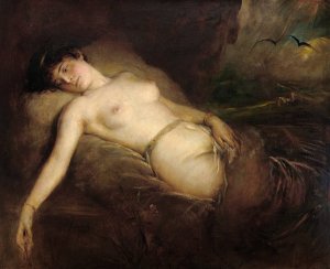 Female nude by Franz Von Lenbach Oil Painting