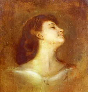Portrait Of A Lady In Profile by Franz Von Lenbach Oil Painting