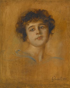 Portrait of a Young Woman by Franz Von Lenbach Oil Painting