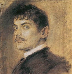 Portrait of Franz von Stuck by Franz Von Lenbach Oil Painting