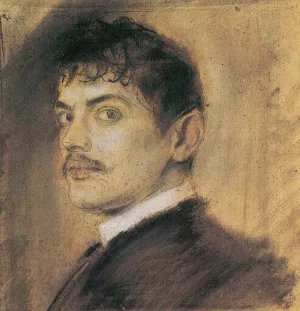 Portrait of Franz von Stuck by Franz Von Lenbach Oil Painting