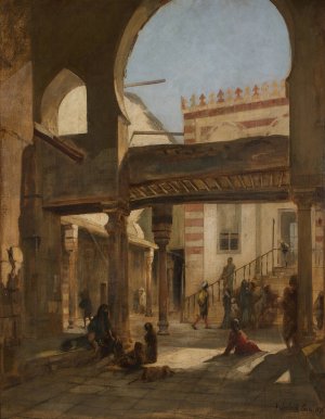 Szene im Kalaun Moscheen Komplex Kairo by Franz Von Lenbach Oil Painting