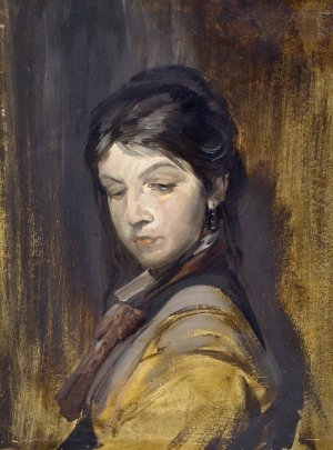 Unknown Girl by Franz Von Lenbach Oil Painting