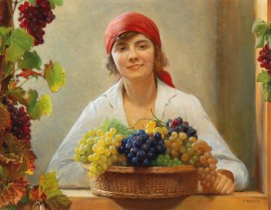 Grape Harvest by Franz Von Matsch Oil Painting