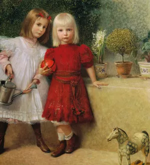 Hilda und Franzi von Matsch, die Kinder des Kunstlers Oil painting by Franz Von Matsch