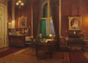 Kaiser Franz Joseph I. in seinem Arbeitszimmer in SchOnbrunn by Franz Von Matsch Oil Painting