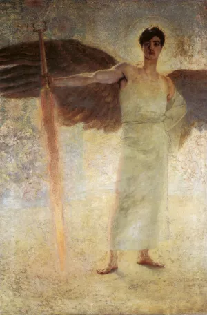 Angel with the Flaming Sword Oil painting by Franz Von Stuck