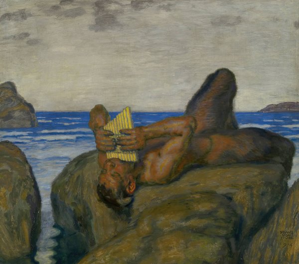 Blowing Faun  by Franz Von Stuck - Hand-Painted Oil Painting Reproduction