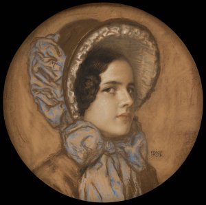 Daughter Mary with a frilly hat by Franz Von Stuck Oil Painting