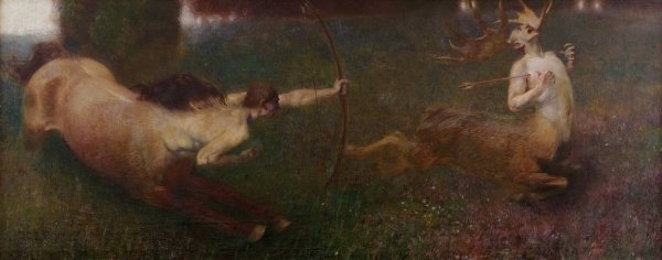 Fantastic Hunt  by Franz Von Stuck - Hand-Painted Oil Painting Reproduction