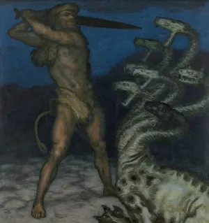 Herkules und die Hydra by Franz Von Stuck Oil Painting