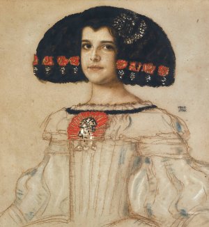 Mary, the artist's daughter, in velasquez dress by Franz Von Stuck Oil Painting