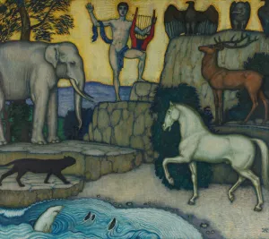 Orpheus and the Animals Oil painting by Franz Von Stuck