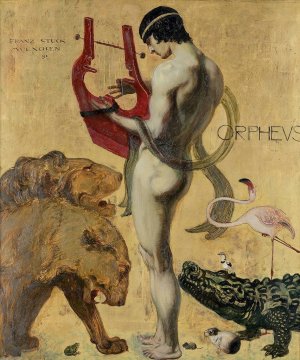 Orpheus and the animals by Franz Von Stuck Oil Painting