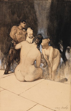 Satyr mit Nymphen und Kind by Franz Von Stuck Oil Painting