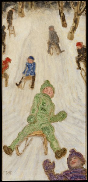 Schlittenfahrt ; Rodelnde Kinder by Franz Von Stuck Oil Painting