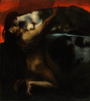 The Kiss of the Sphinx by Franz Von Stuck Oil Painting