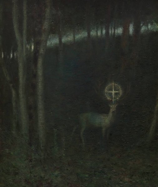 The Vision of Saint Hubert  by Franz Von Stuck - Hand-Painted Oil Painting Reproduction