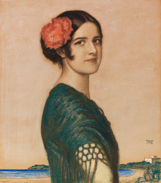 Tochter Mary als Spanierin  by Franz Von Stuck - Hand-Painted Oil Painting Reproduction