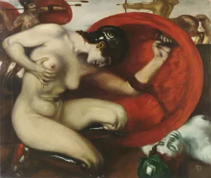 Wounded Amazon by Franz Von Stuck Oil Painting