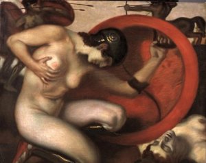 Wounded Amazon by Franz Von Stuck Oil Painting