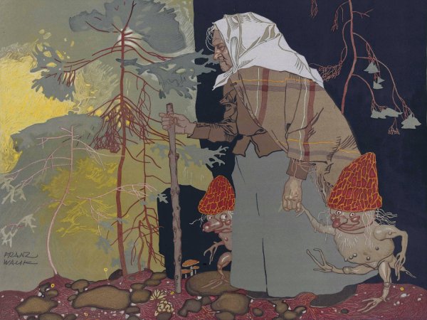 Main Product Photo of Hexe mit Pilzmannchen Painting by Franz Wacik