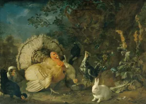 Hausgeflugel und Kaninchen by Franz Werner Von Tamm Oil Painting