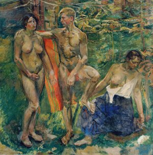Akte im Wald by Franz Wiegele Oil Painting