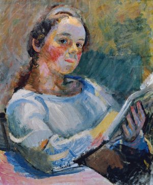 Lesendes Madchen by Franz Wiegele Oil Painting