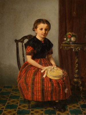 Portrait of a girl 'Nettchen' by Franz Wieschebrink Oil Painting