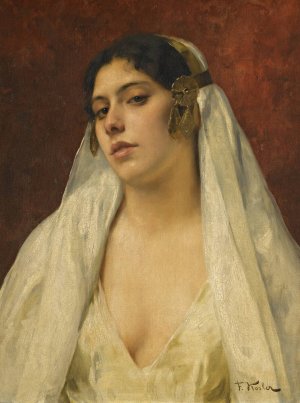 An Oriental Beauty by Franz Xaver Kosler Oil Painting