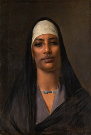 Egyptian woman with a lapis necklace by Franz Xaver Kosler Oil Painting