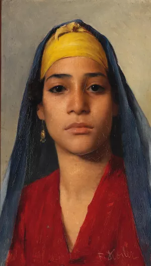 Portrait of a Young Egyptian Woman by Franz Xaver Kosler Oil Painting