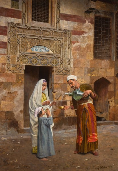 Main Product Photo of The Water Seller, Cairo  Painting by Franz Xaver Kosler