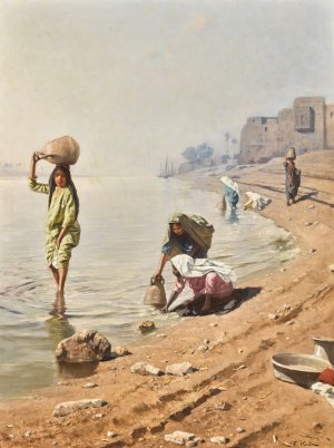 Water carriers on the nile by Franz Xaver Kosler Oil Painting