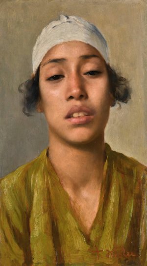 Young egyptian girl by Franz Xaver Kosler Oil Painting