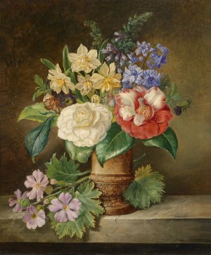Blumenstillleben mit Narzissen by Franz Xaver Petter Oil Painting