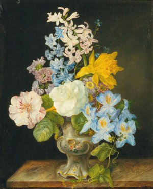 Blumenstraus in einer Porzellanvase by Franz Xaver Petter Oil Painting