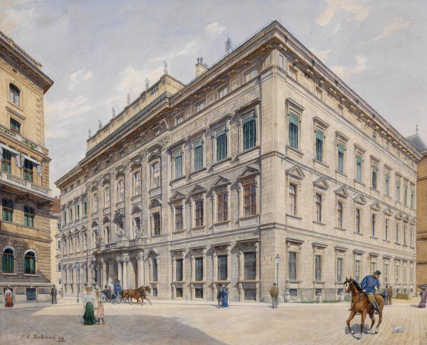 Stadtpalais Liechtenstein 1903 by Franz Xaver Schleich - Hand-Painted Oil Painting Reproduction