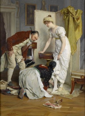 Die Schuhprobe by Franz Xaver Simm Oil Painting