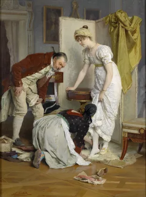 Die Schuhprobe by Franz Xaver Simm Oil Painting