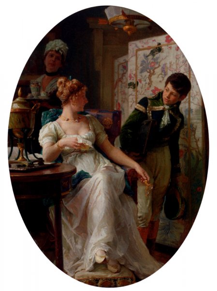 Main Product Photo of Pleasant News Painting by Franz Xaver Simm