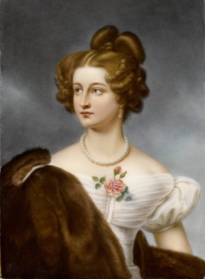 Porcelain Portrait Plaque Of Amalie Von Kruedener by Franz Xaver Thallmaier Oil Painting