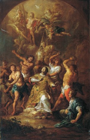 Stoning of St. Stephen by Franz Xaver Wagenschon Oil Painting