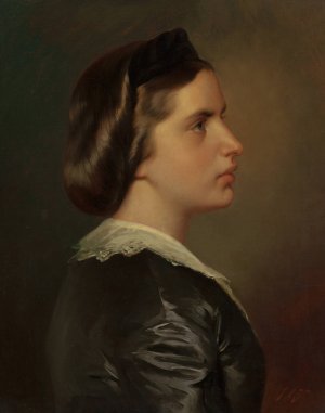 Portrait of a Young Woman in Profile by Franz Xaver Winterhalter Oil Painting